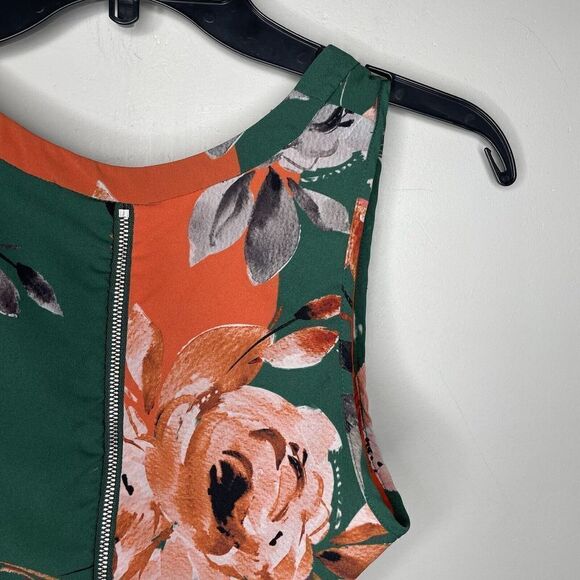 MARISSA WEBB Top Womens 0 Cutout Floral Peplum Green Orange Open Back - Picture 9 of 13